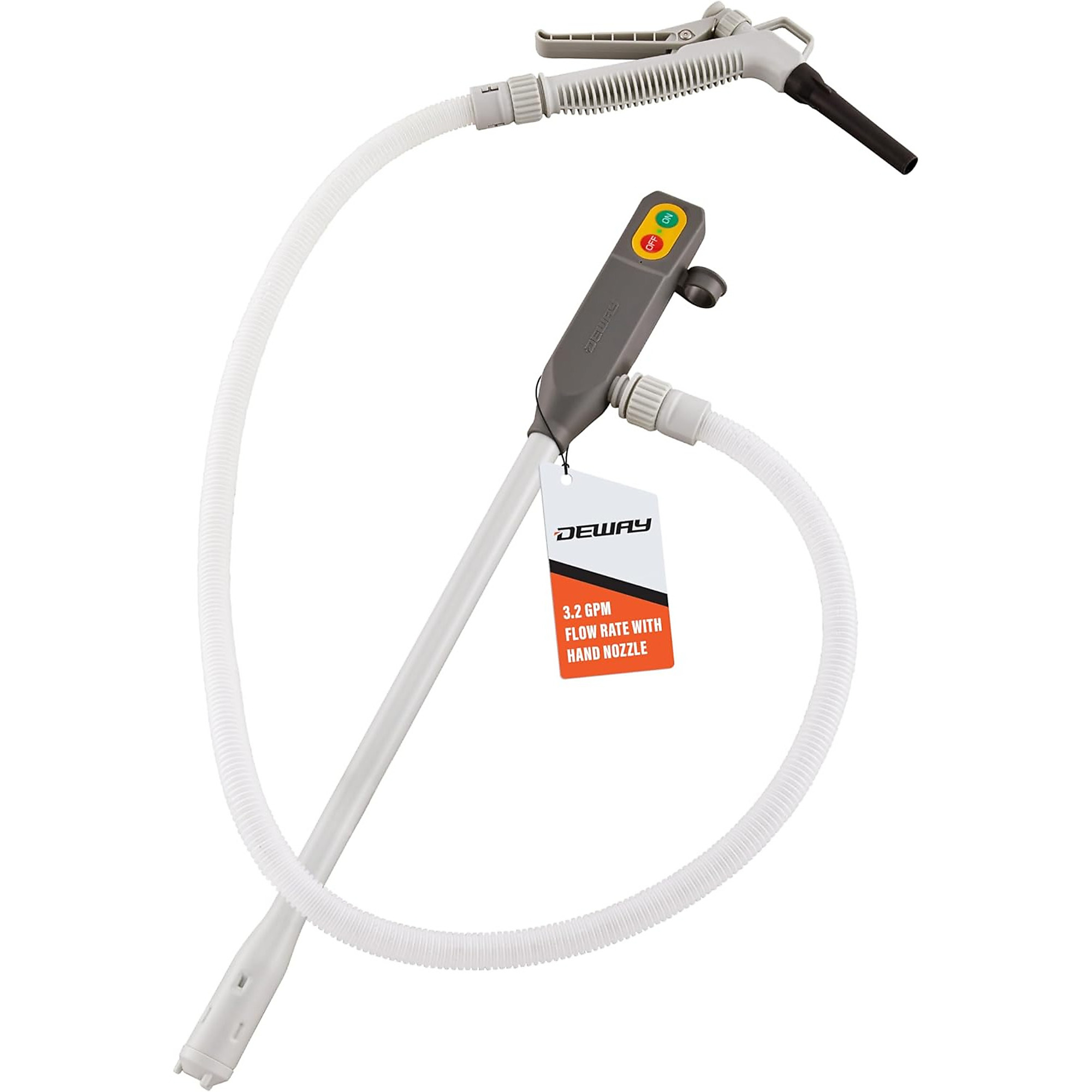 Deway Portable Fuel Transfer Pump — Battery Operated, Built-In Nozzle and Hose, Model# WAYSPPV2HN